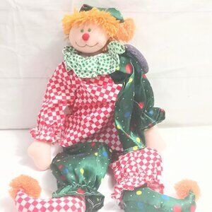 Sugarloaf vintage 90s soft polyester filled Multi colored 18"Stuffed Clown